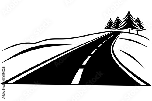 A road vector silhouette on white background