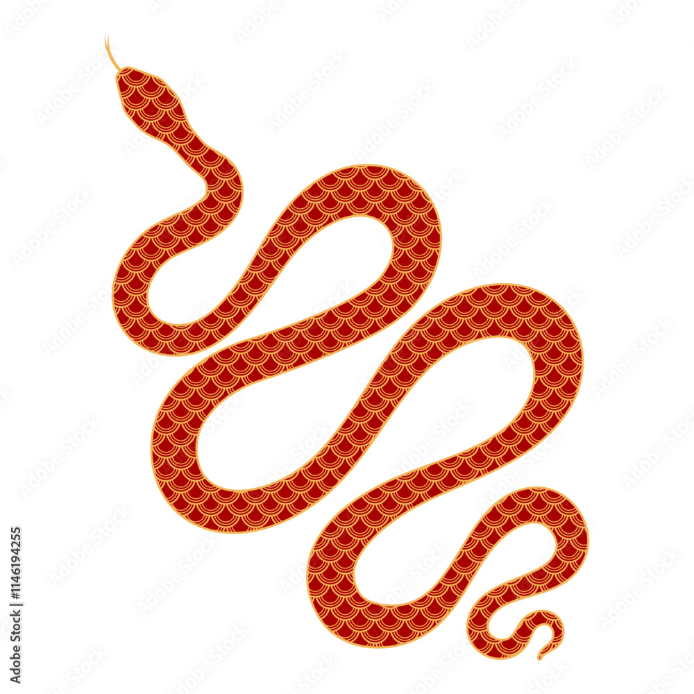 Chinese zodiac sign, snake line art with traditional seigaiha pattern. 2025 Lunar New Year hand drawn vector illustration. Asian style design. Holiday card, banner, poster, decor element Chinese zodiac sign, snake line art with traditional seigaiha pattern. 2025 Lunar New Year hand drawn vector illustration. Asian style design. Holiday card, banner, poster, decor element