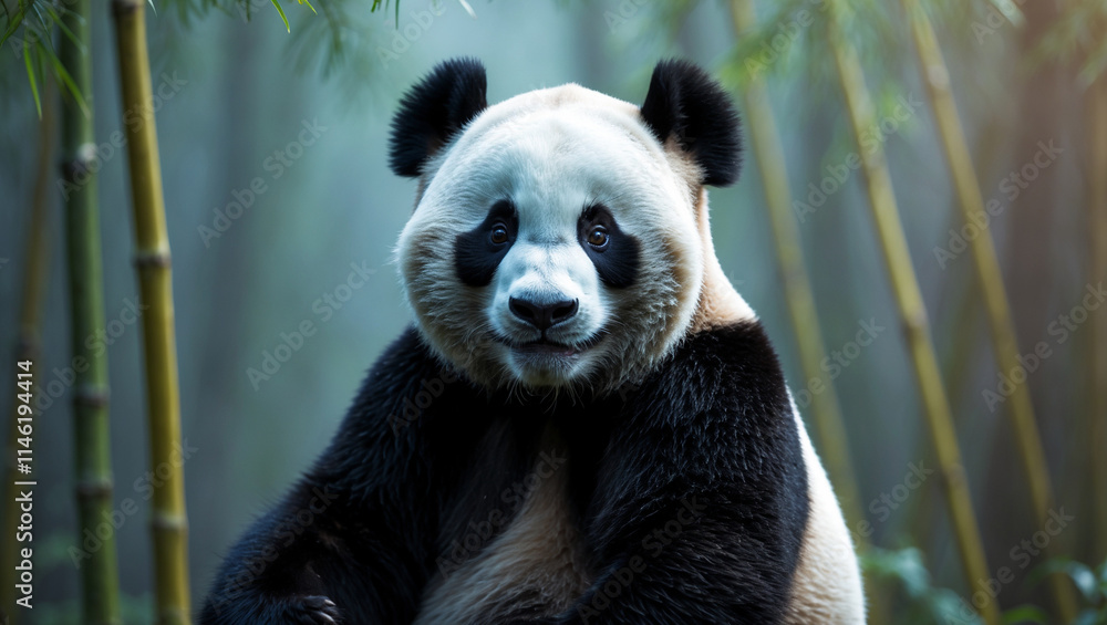 Obraz premium Discover adorable panda images: cute giant pandas, baby pandas playing, and pandas eating bamboo. Perfect for creative projects, presentations, and panda lovers.