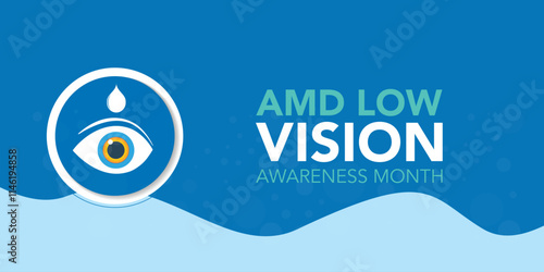 AMD/Low vision awareness month observed each year during February. Vector illustration banner, Holiday, poster, card and background design.