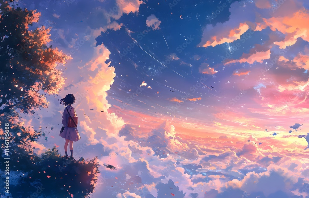 Fototapeta premium A dreamy skyscape with clouds., Generative AI