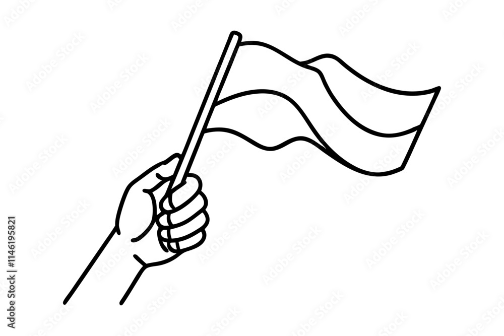 Hand-holding flag line icon Hand-holding flag line icon