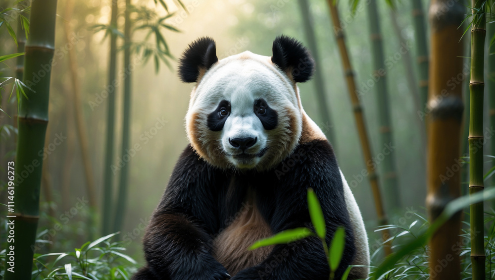 Obraz premium Discover adorable panda images: cute giant pandas, baby pandas playing, and pandas eating bamboo. Perfect for creative projects, presentations, and panda lovers.