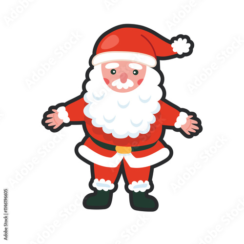 Santa Clause character with outline flat vector design