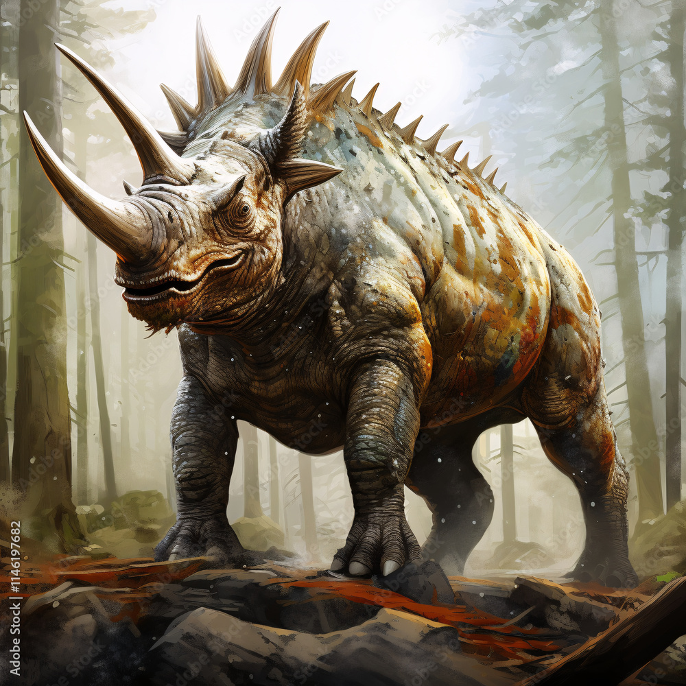 Fototapeta premium Torosaurus Dinosaur realistic Photo Images Real details skin texture