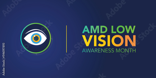 AMD/Low vision awareness month observed each year during February. Vector illustration banner, Holiday, poster, card and background design.