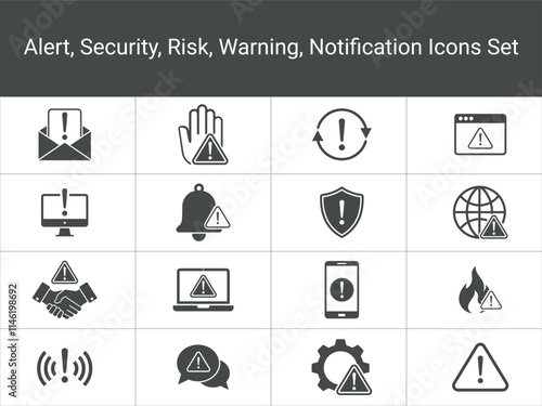 A set of Digital security Warning Icons. digital security
warnings, including email, website, and device alerts. simple flat vector illustration