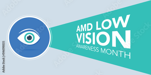 AMD Low vision awareness month observed each year during February. Vector illustration banner, Holiday, poster, card and background design.