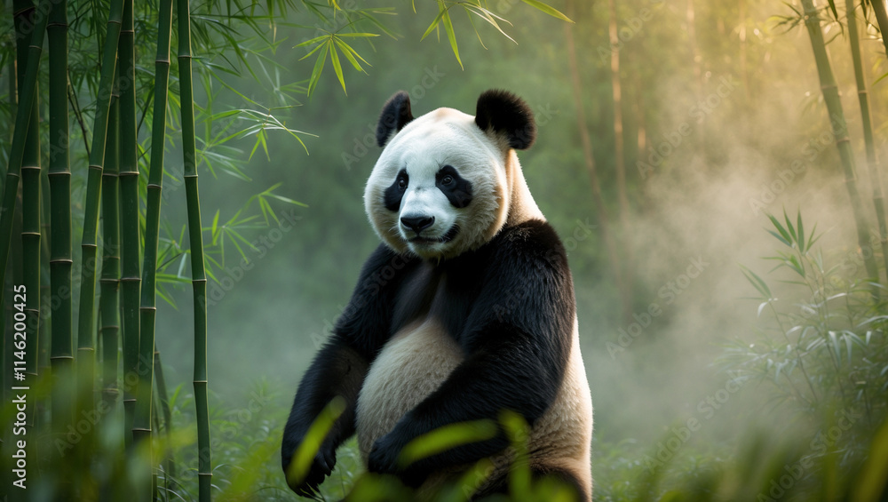 Obraz premium Discover adorable panda images: cute giant pandas, baby pandas playing, and pandas eating bamboo. Perfect for creative projects, presentations, and panda lovers.