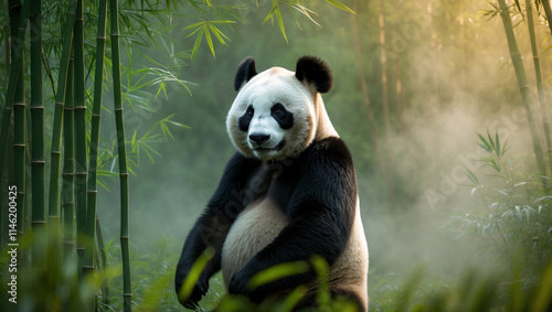 Discover adorable panda images: cute giant pandas, baby pandas playing, and pandas eating bamboo. Perfect for creative projects, presentations, and panda lovers. photo