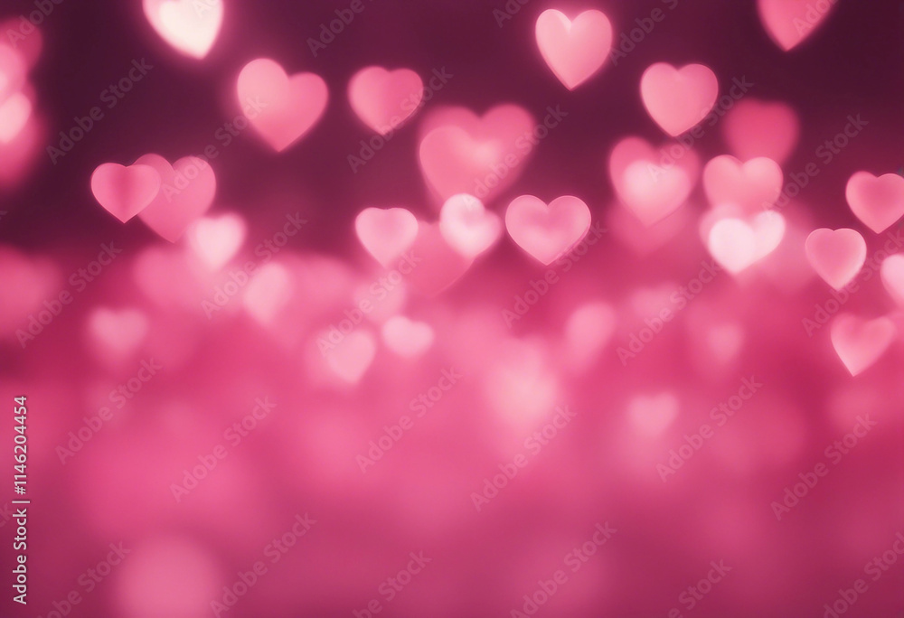 Blurred hearts lights Valentines day pink Bokeh background Blurred hearts lights Valentines day pink Bokeh background