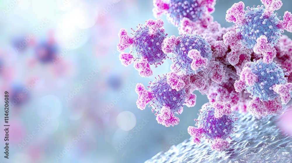 Microscopic view of virus particles. Microscopic view of virus particles.