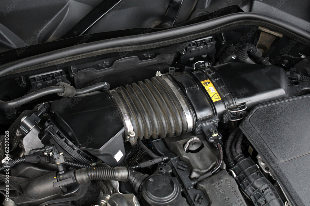Air intake system. Engine air supply system components. The intake and exhaust system deals with the inflow of fresh air and the outflow of used gases in the engine. System allows fresh air to engine. Air intake system. Engine air supply system components. The intake and exhaust system deals with the inflow of fresh air and the outflow of used gases in the engine. System allows fresh air to engine.