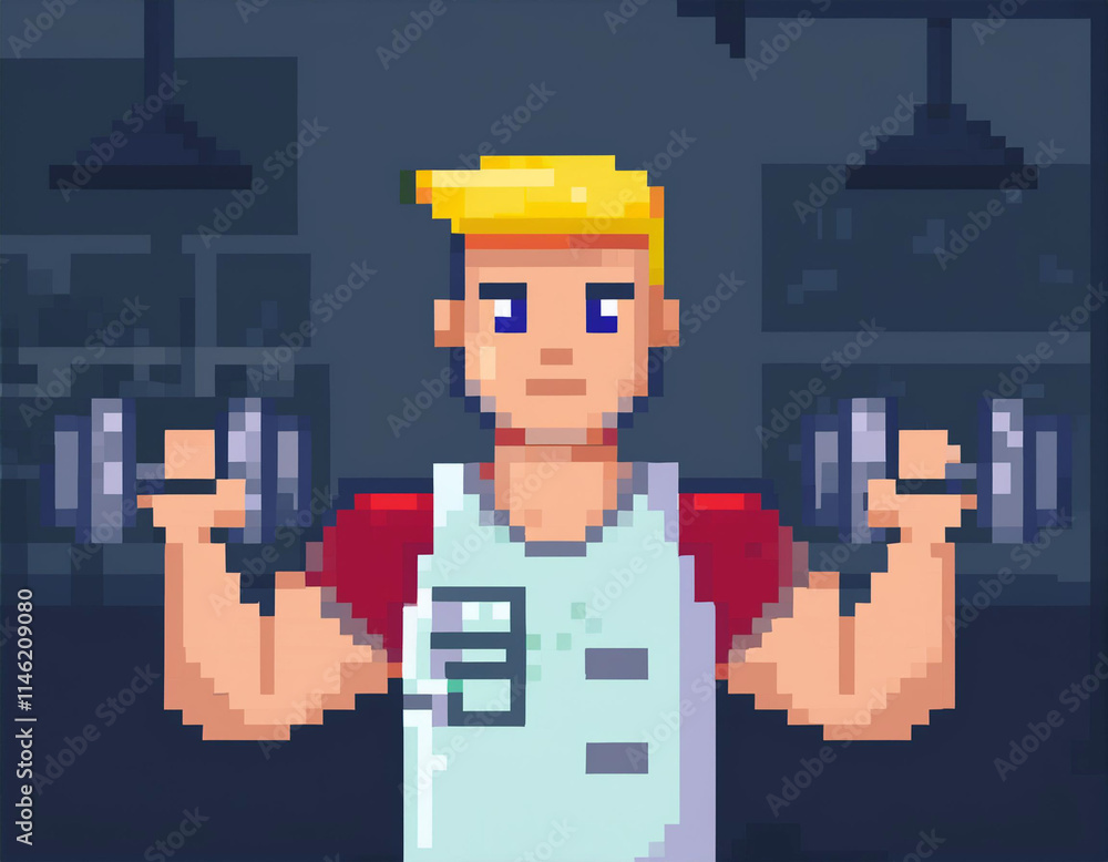 Man Lifting Dumbbells Gym Pixel Art Man Lifting Dumbbells Gym Pixel Art