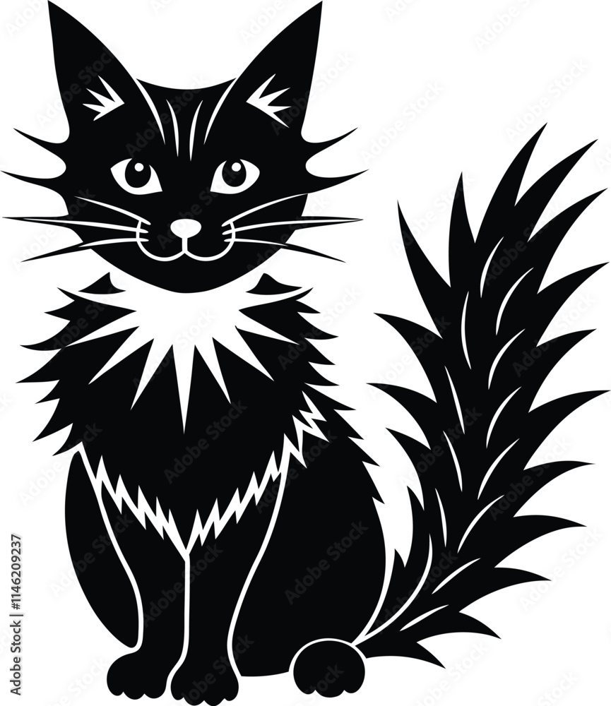 Obraz premium black and white cat