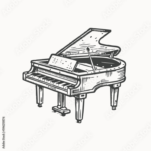 cute piano cartoon style vector cartoon illustration isolated on white background