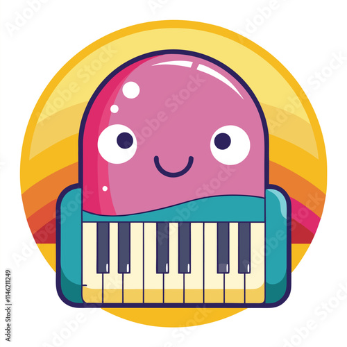 cute piano cartoon style vector cartoon illustration isolated on white background