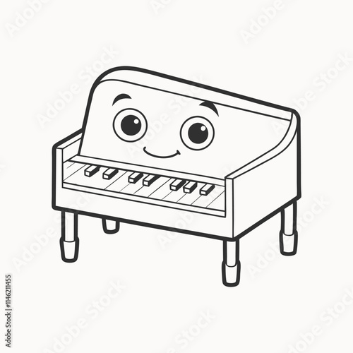 Coloring Pattern Grand piano doodle isolated on white background