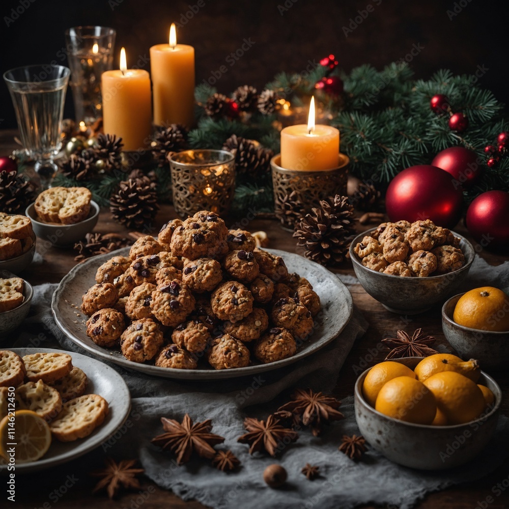 Fototapeta premium christmas cookies and nuts