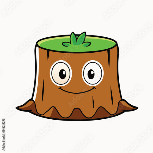root of tree cartoon, tree stump white background