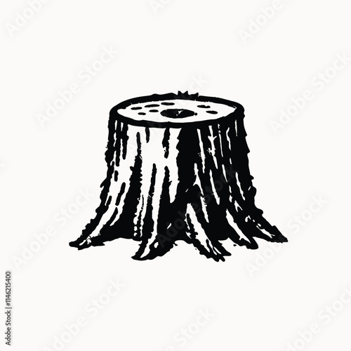 root of tree cartoon, tree stump white background