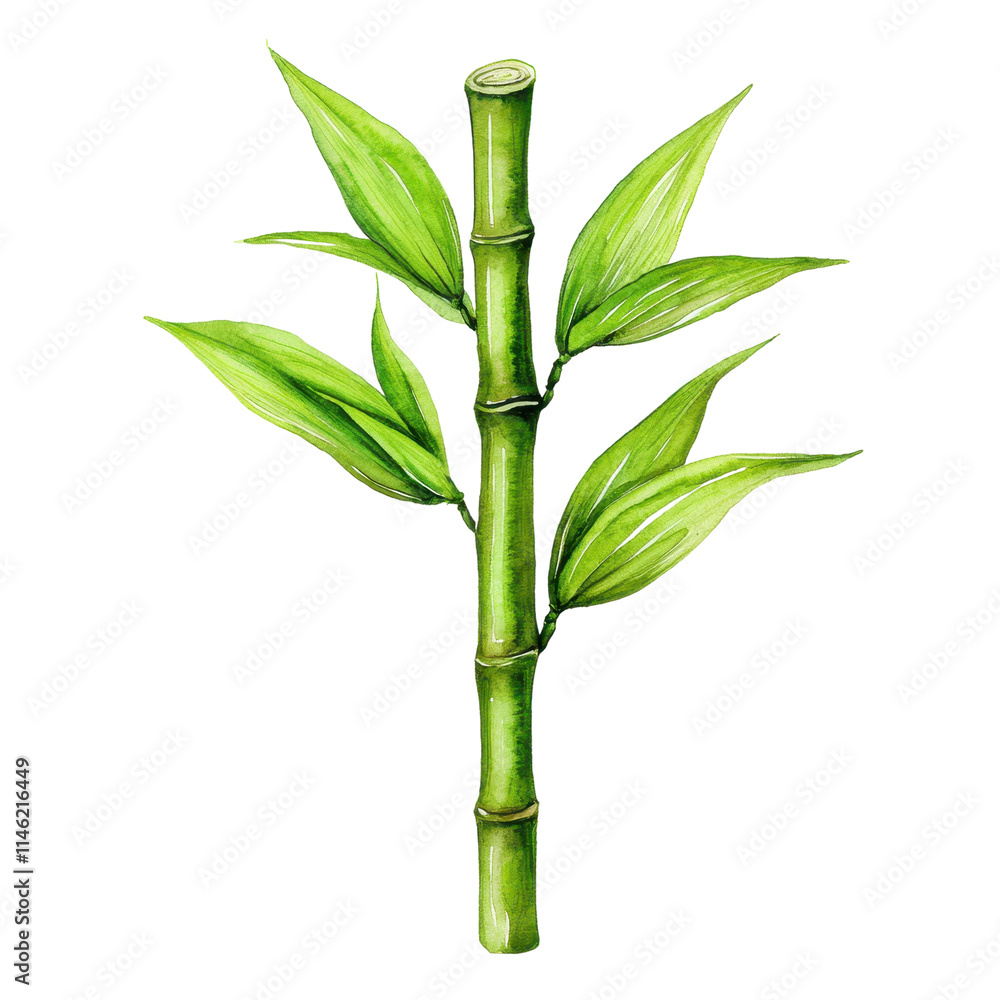 Obraz premium Elegant Watercolor Illustration of a Bamboo Shoot