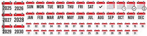 Calendar icons set with Years, Days, and Months