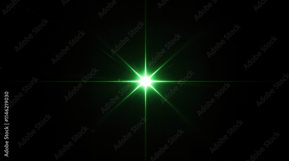 Green light lens flare effect on a black background Green light lens flare effect on a black background