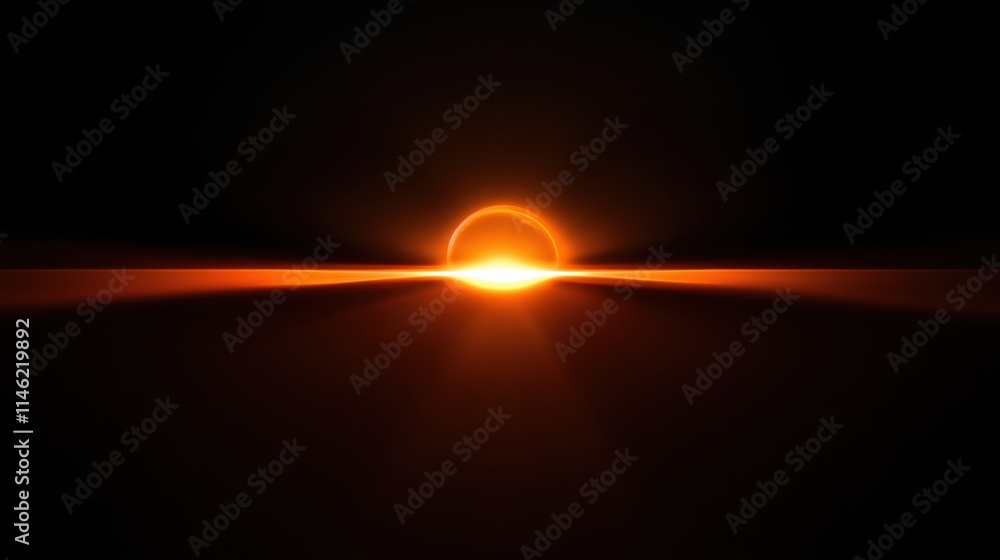 Lens flare of orange light on black background Lens flare of orange light on black background