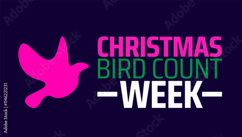 Christmas Bird Count Week background banner or poster design template. observed every year in January. Holiday concept. Use to any Template, card, poster, placard, template.