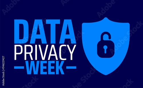 Data Privacy Week background banner or poster design template. observed every year in January. Holiday concept. Use to any Template, card, poster, placard, template.