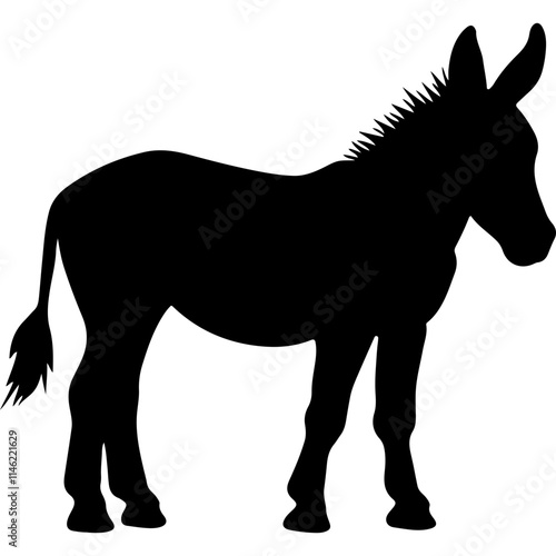 donkey black silhouette vector logo