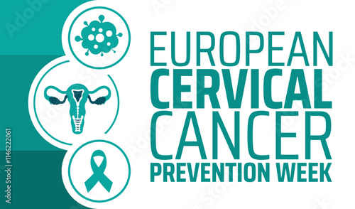 European Cervical Cancer Prevention Week background banner or poster design template. observed every year in January. Holiday concept. Use to any Template, card, poster, placard, template.