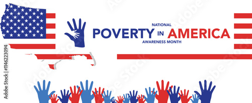 National Poverty in America awareness month is observed every year in January, it gives an opportunity to become more aware of those in need and the ways we can take action to combat poverty. Vector
