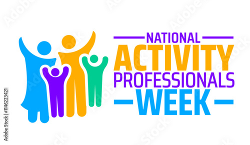 National Activity Professionals Week background banner or poster design template. observed every year in January. Holiday concept. Use to any Template, card, poster, placard, template.