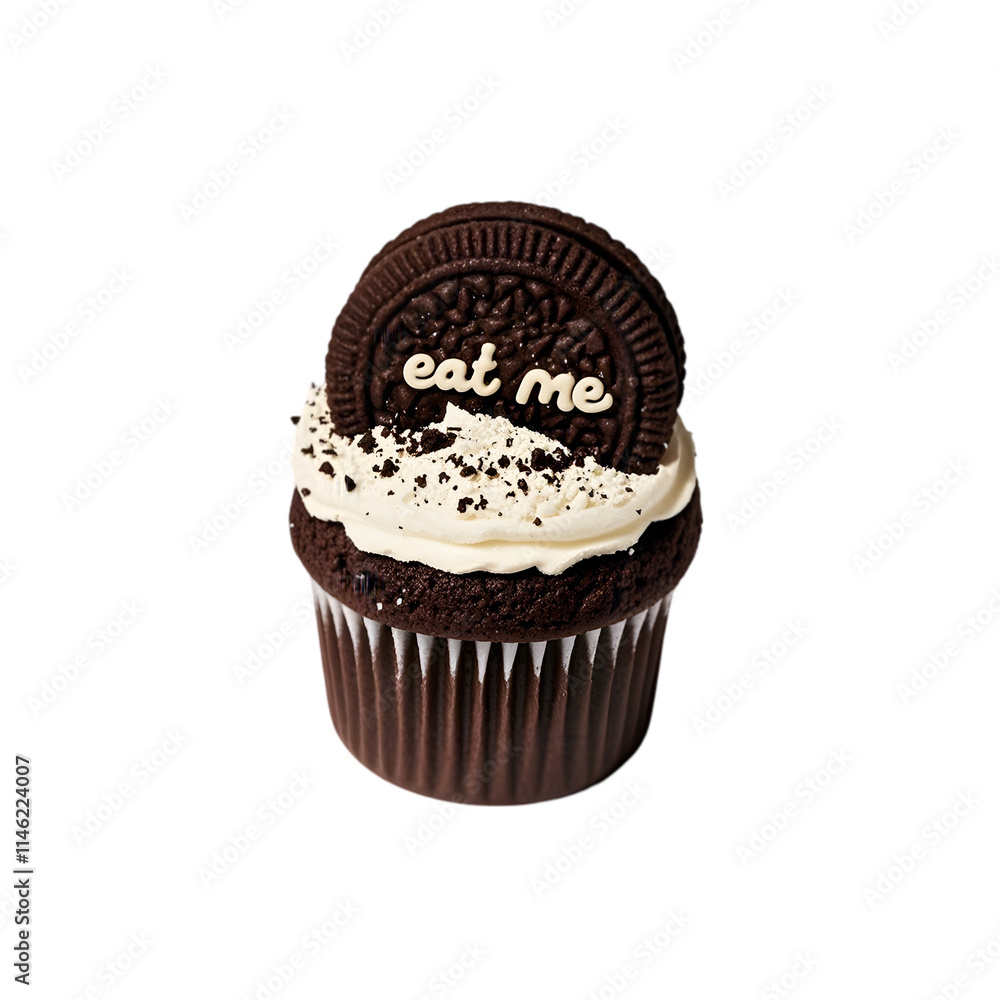 Baked Cookies and Cream Cupcake on transparent background Baked Cookies and Cream Cupcake on transparent background