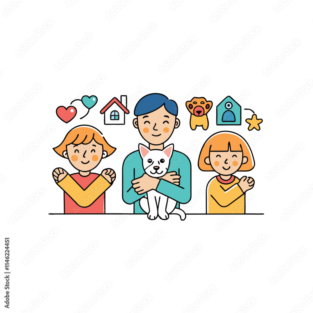 Cat and Dog characters best happy friends. icon vector for web and mobile app Vector flat cartoon illustration Cat and Dog characters best happy friends. icon vector for web and mobile app Vector flat cartoon illustration