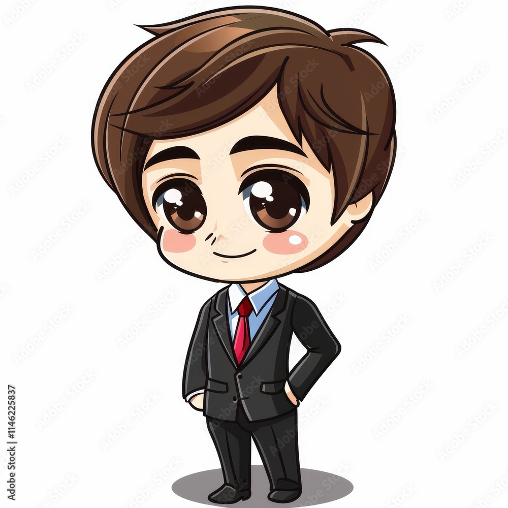 Cartoon Illustration of a Smiling Businessman in a Suit. Cartoon Illustration of a Smiling Businessman in a Suit.