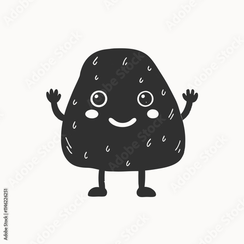 stone character illustration. illustration of a rock that is crying and happy or smiling. emojis and stickers.