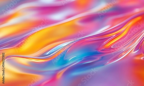 Oil Wave Concept Digital Background with Colorful Flow, Generative AI