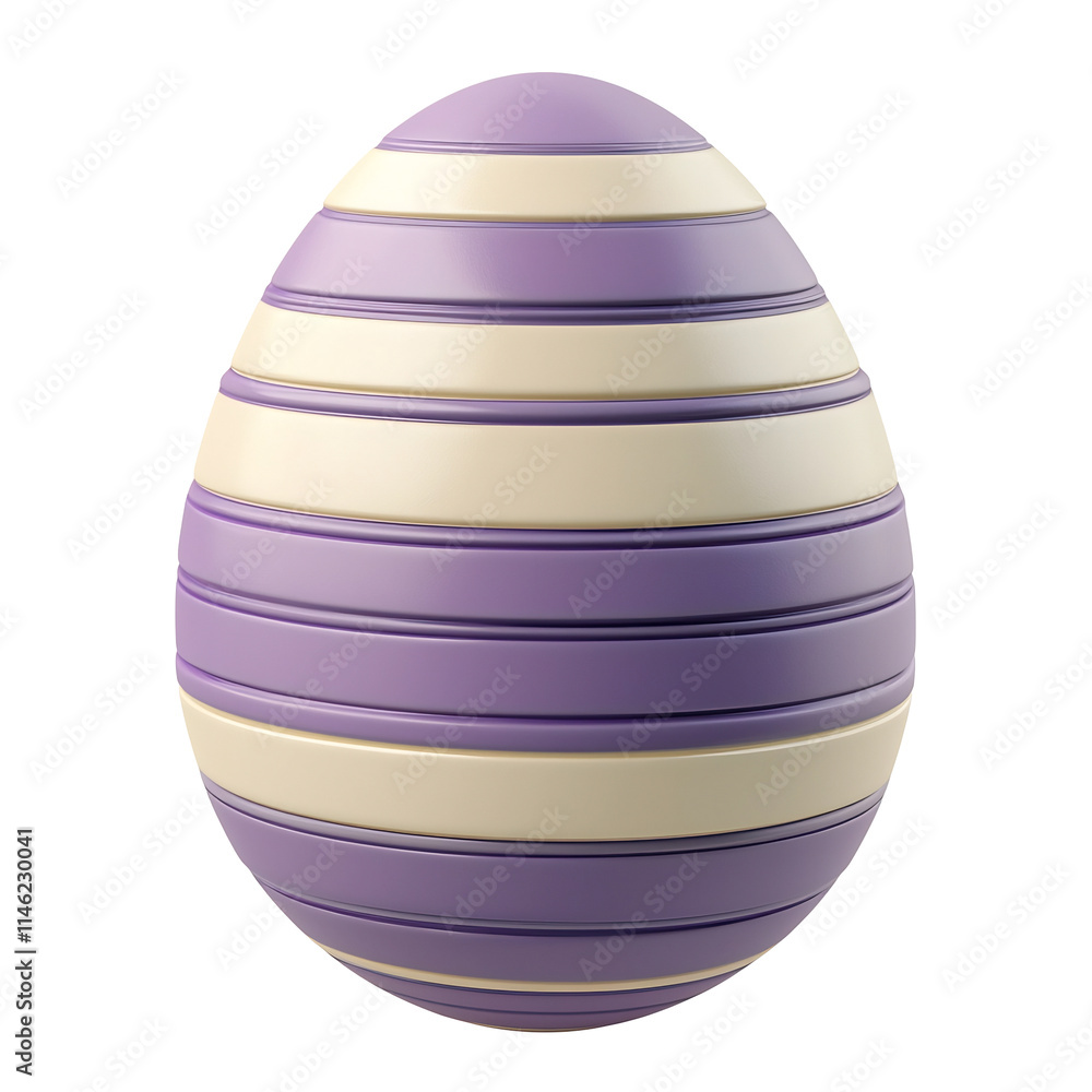 Vibrant 3D Striped Easter Egg Icon with Rounded Edges on Solid White Background Vibrant 3D Striped Easter Egg Icon with Rounded Edges on Solid White Background