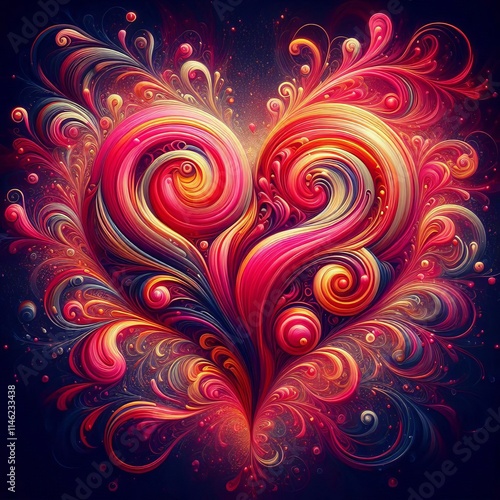 Psychedelic Heart A heart rendered in a vibrant swirling style s photo