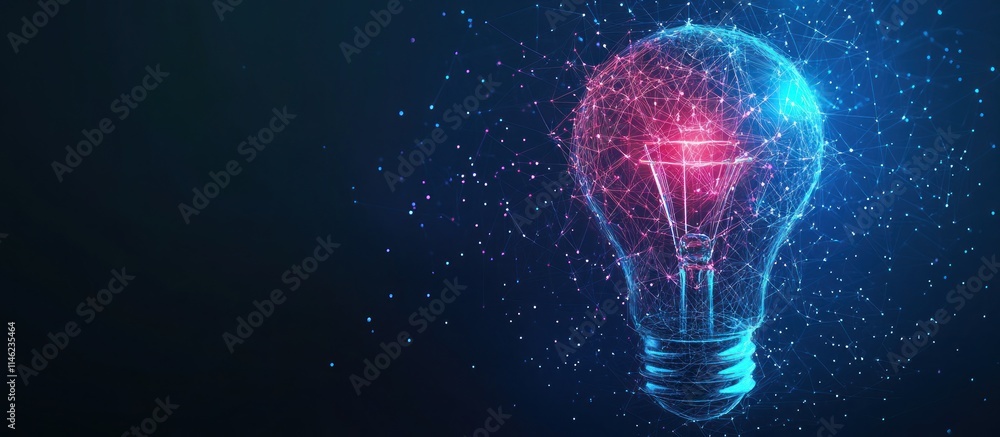 A digital light bulb with glowing connections symbolizes innovation and ideas. A digital light bulb with glowing connections symbolizes innovation and ideas.