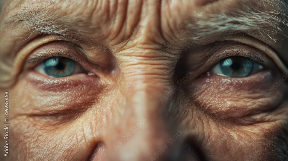 Close-up of elderly caucasian male with deep expression lines and blue eyes Close-up of elderly caucasian male with deep expression lines and blue eyes