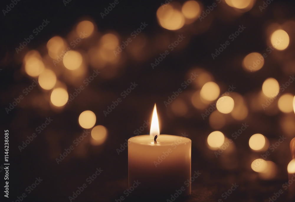 In the tranquil embrace of the night a solitary candle casts a warm glow its flame dancing delicatel In the tranquil embrace of the night a solitary candle casts a warm glow its flame dancing delicatel