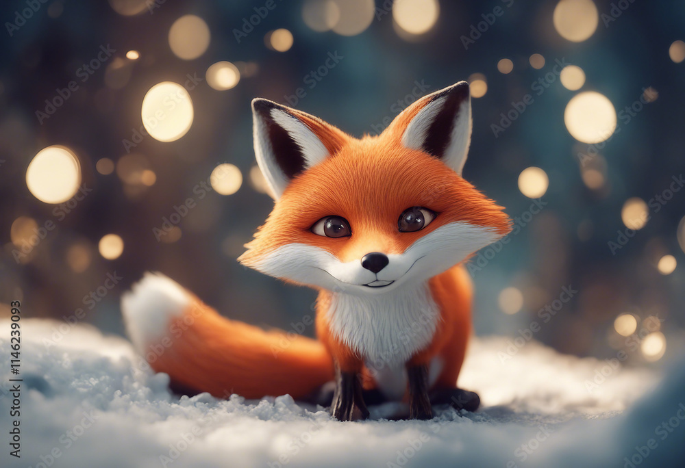 In a whimsical cartoon illustration a charming fox with expressive eyes and a mischievous grin capti In a whimsical cartoon illustration a charming fox with expressive eyes and a mischievous grin capti