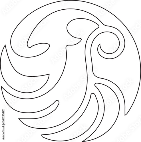 Lion animal anagram symbol logo icon design with line silhouette as a depiction of assertiveness