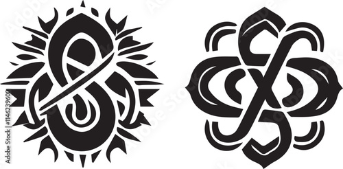Modern abstract anagram symbol logo icon design as a depiction of a mascot silhouette emblem