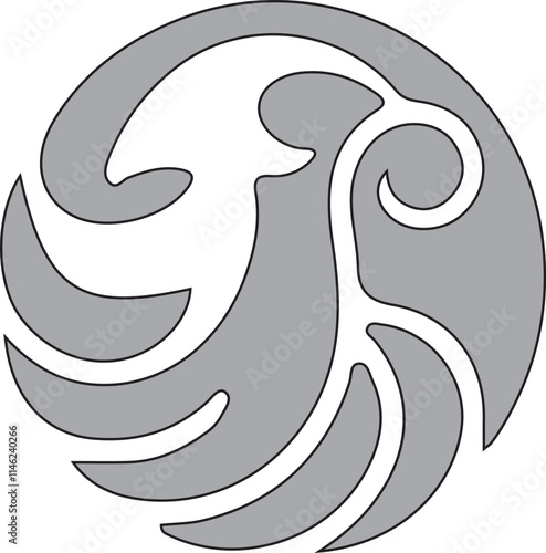 Lion animal anagram symbol logo icon design with line silhouette as a depiction of assertiveness