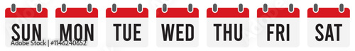 Weekly calendar icons with days of the week